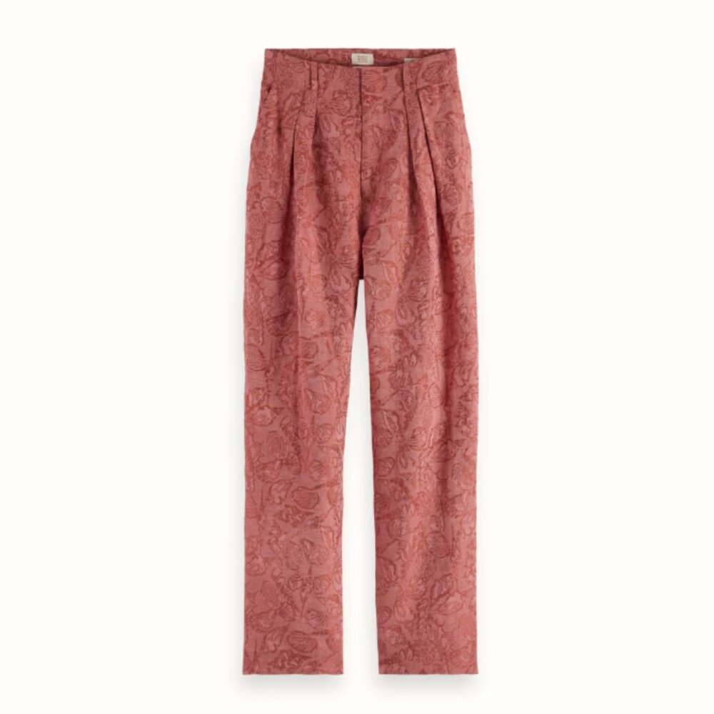 Scotch And Soda High Waisted Faye Shell Pink Pant Straight Leg Belt Loops Floral